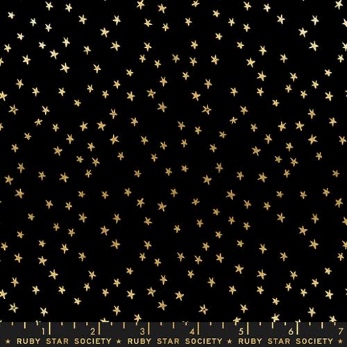 STARRY || Mini Black Gold || Cotton Quilting Fabric