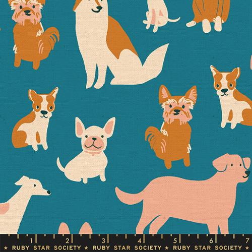 DOG PARK || Dog Park Canvas Linen Chambray || Cotton Quilting Fabric || Half Yard