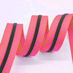 Sherbert stripe with Black teeth Zipper Tape: 3yd