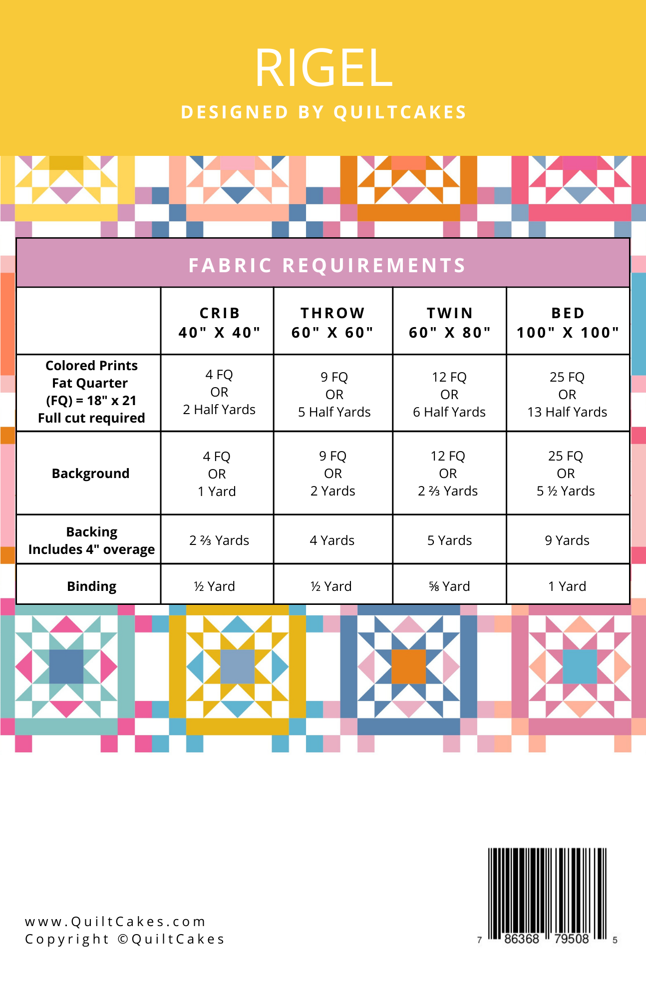 Rigel Quilt Pattern Printed