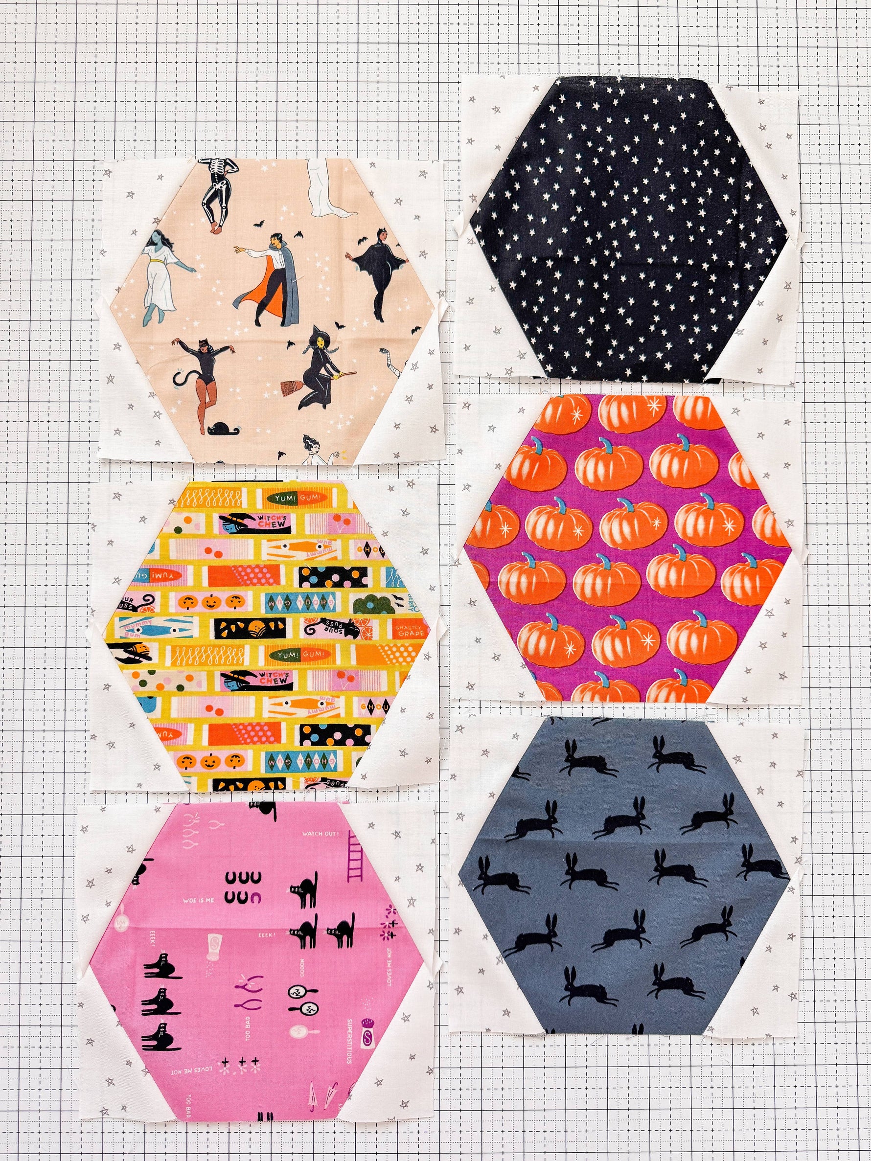 Hexie Prism Quilt Pattern Printed