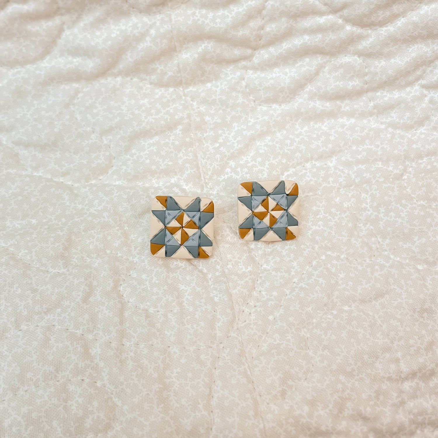 Quilt Block Stud Earrings: Country Meadows