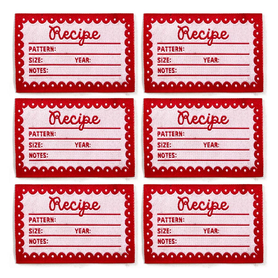 Recipe Card Labels Pack of 6