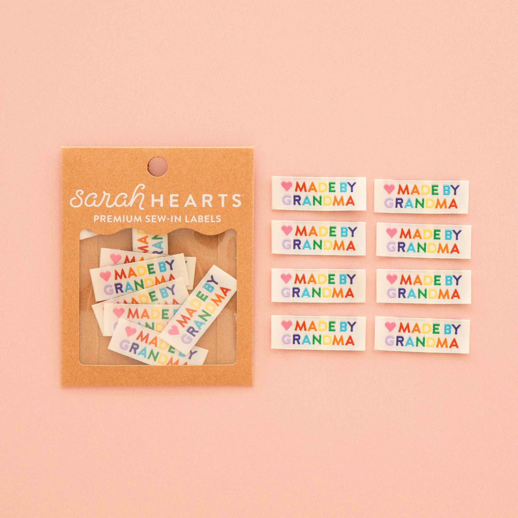Made by Grandma Woven Sewing Labels Rainbow Colors