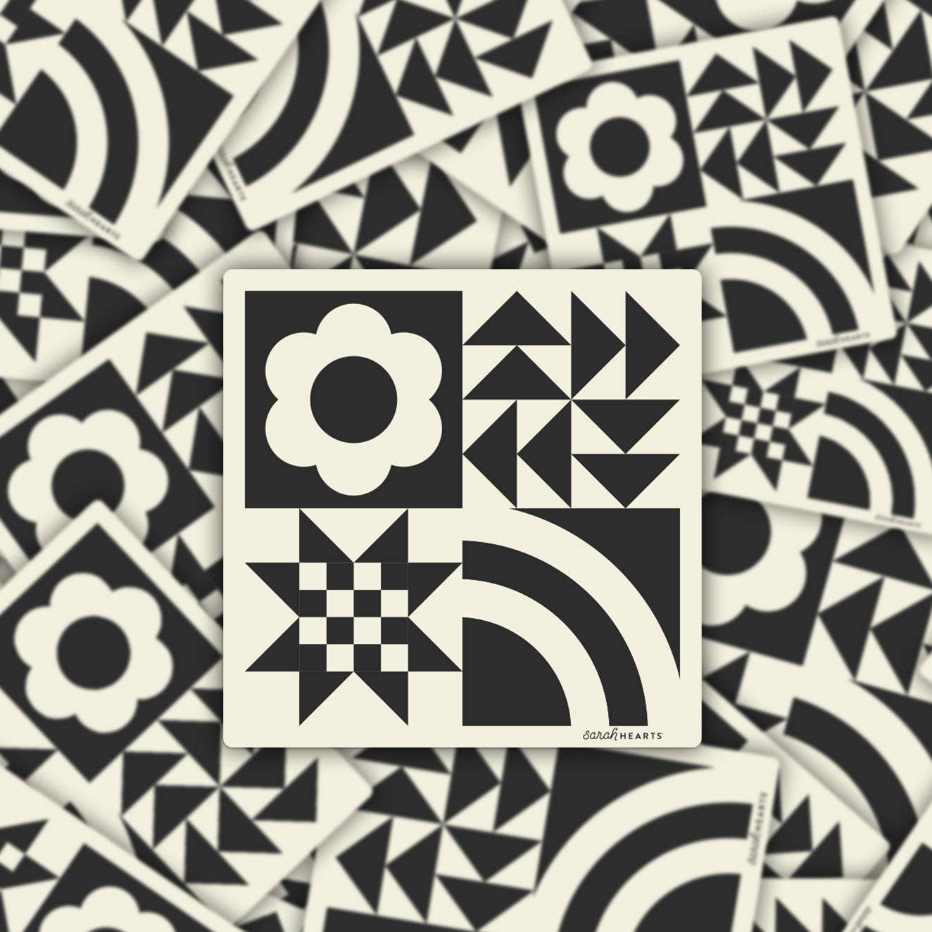 Black and White Quilt Block Sticker