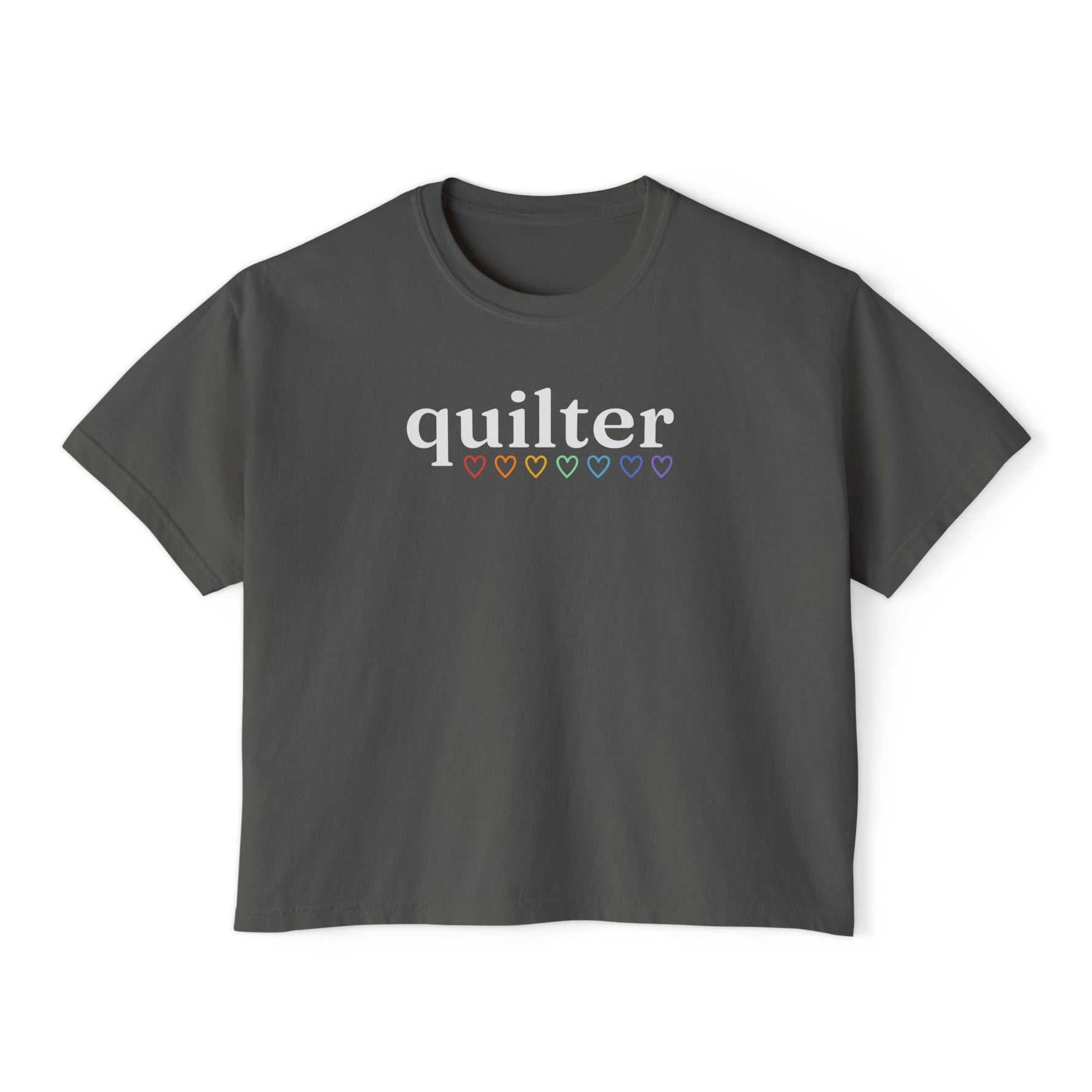 Quilter Rainbow Delight Women's Boxy Tee, Relaxed Fit T-Shirt for Quilters Pepper