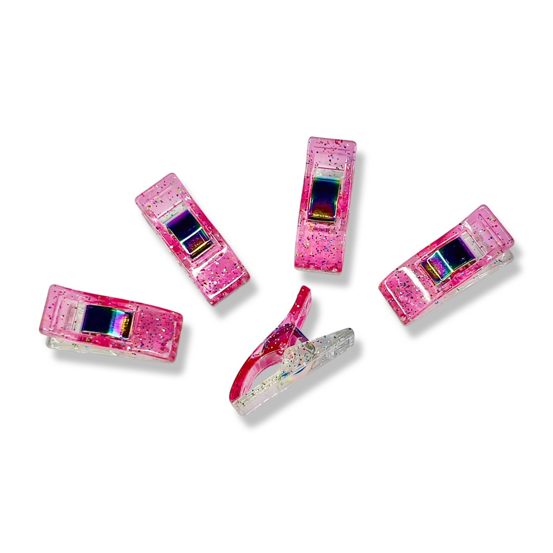 Pink Glitter Clips | Pack of 25