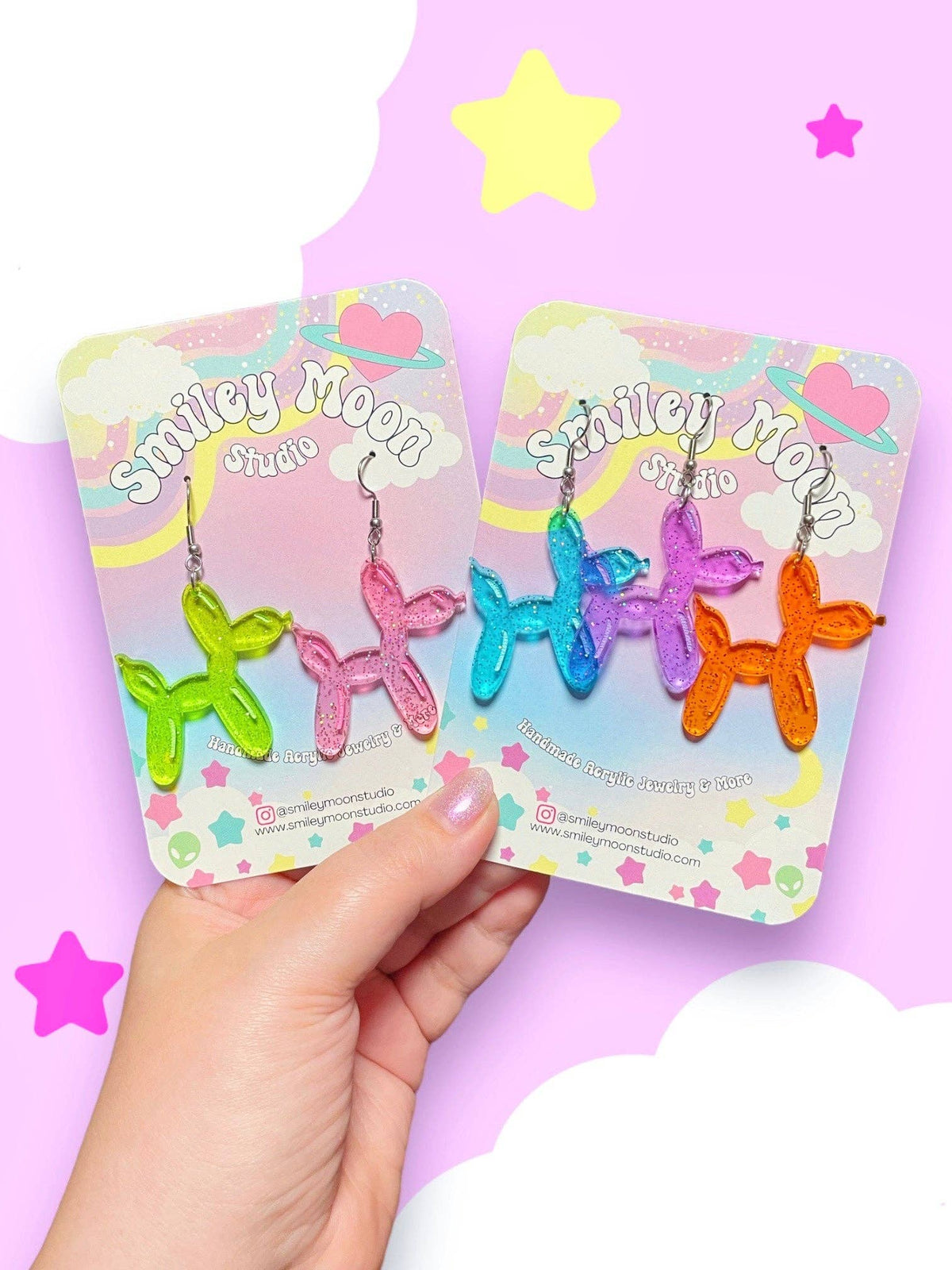 Jelly Balloon Dog Earrings: Blue