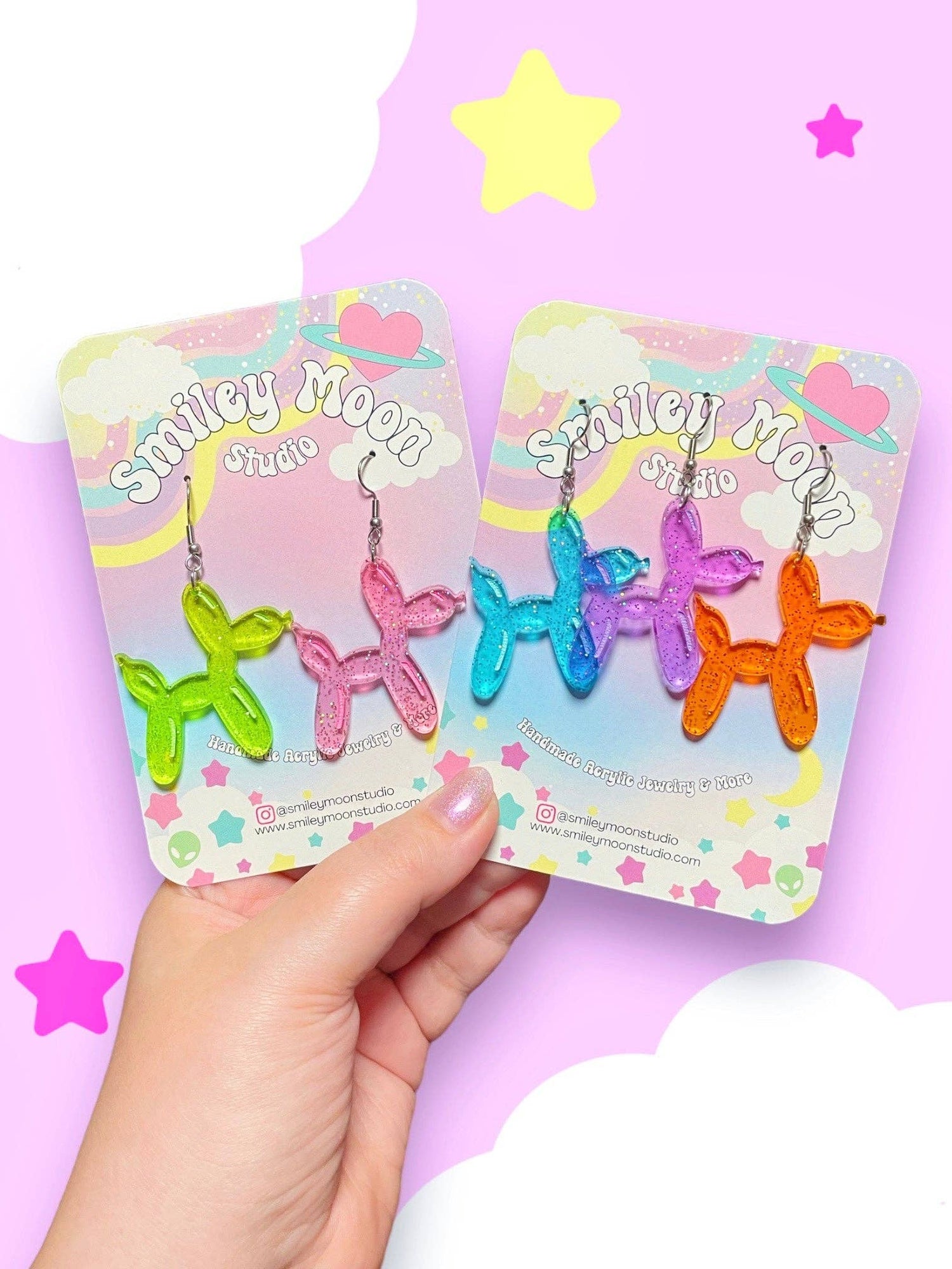 Jelly Balloon Dog Earrings: Blue