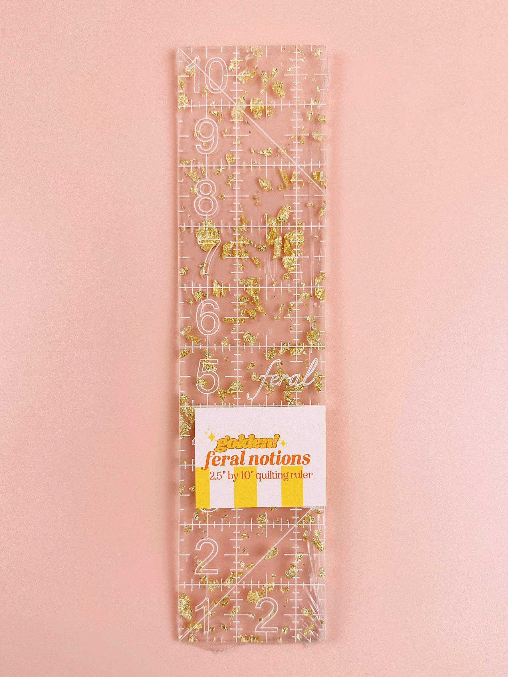 2.5 by 10 in quilting ruler: Golden