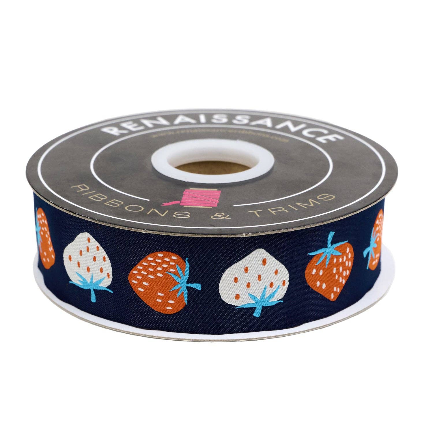 Strawberry - Strawberry in Navy - 1-1/2" width - by Kimberly Kight - BTY