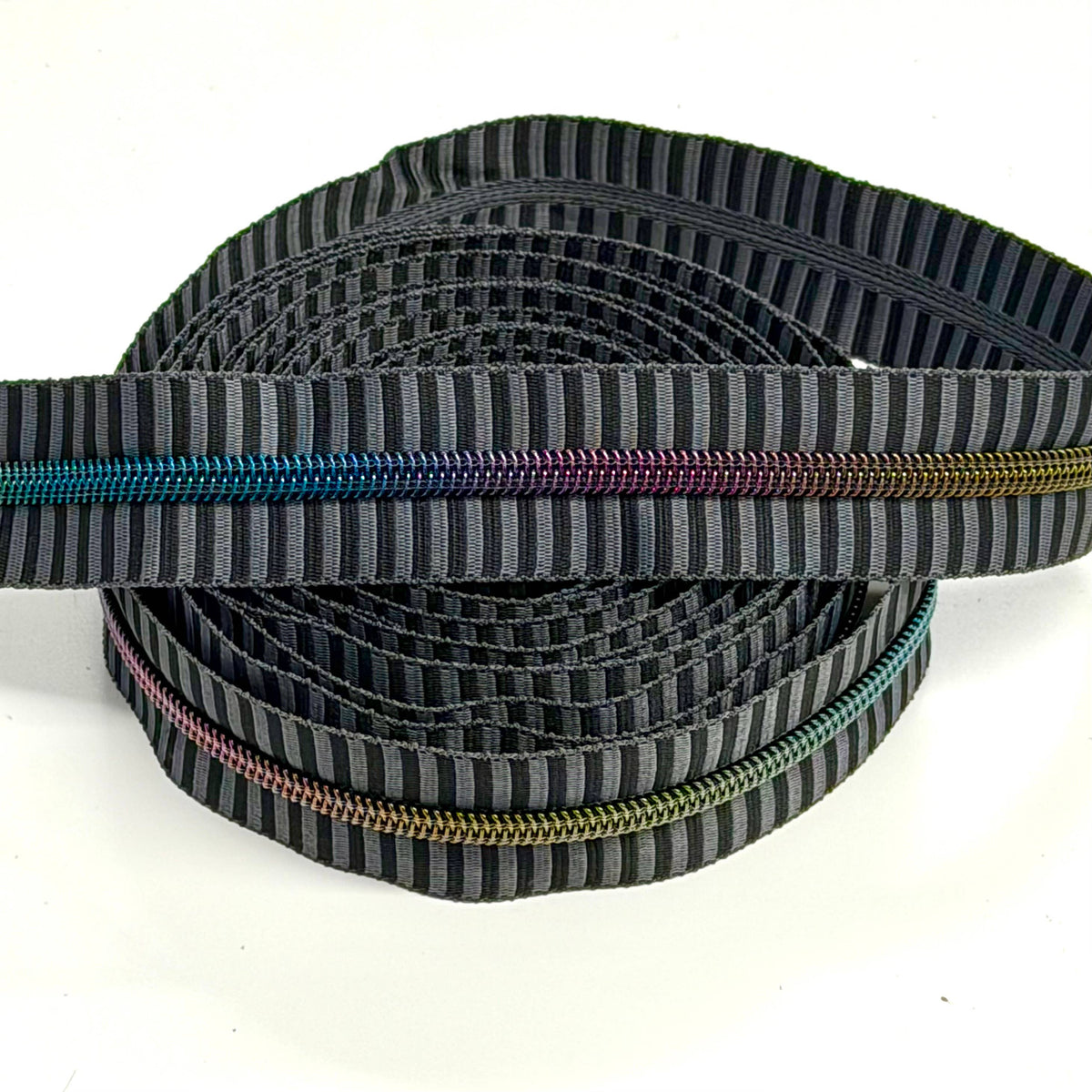 Emo Stripe with Prismatic Rainbow teeth Zipper Tape: 3yd