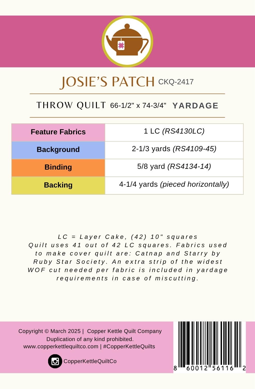 Josie's Patch | CKQ-2417 Quilt Pattern