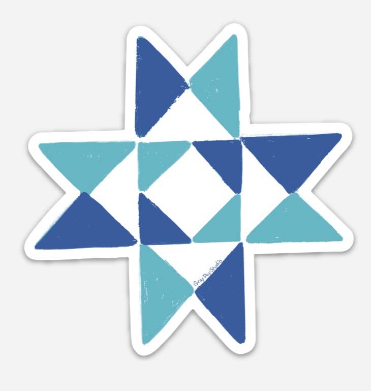 Indigo Quilt Sticker by Gray Day Studio
