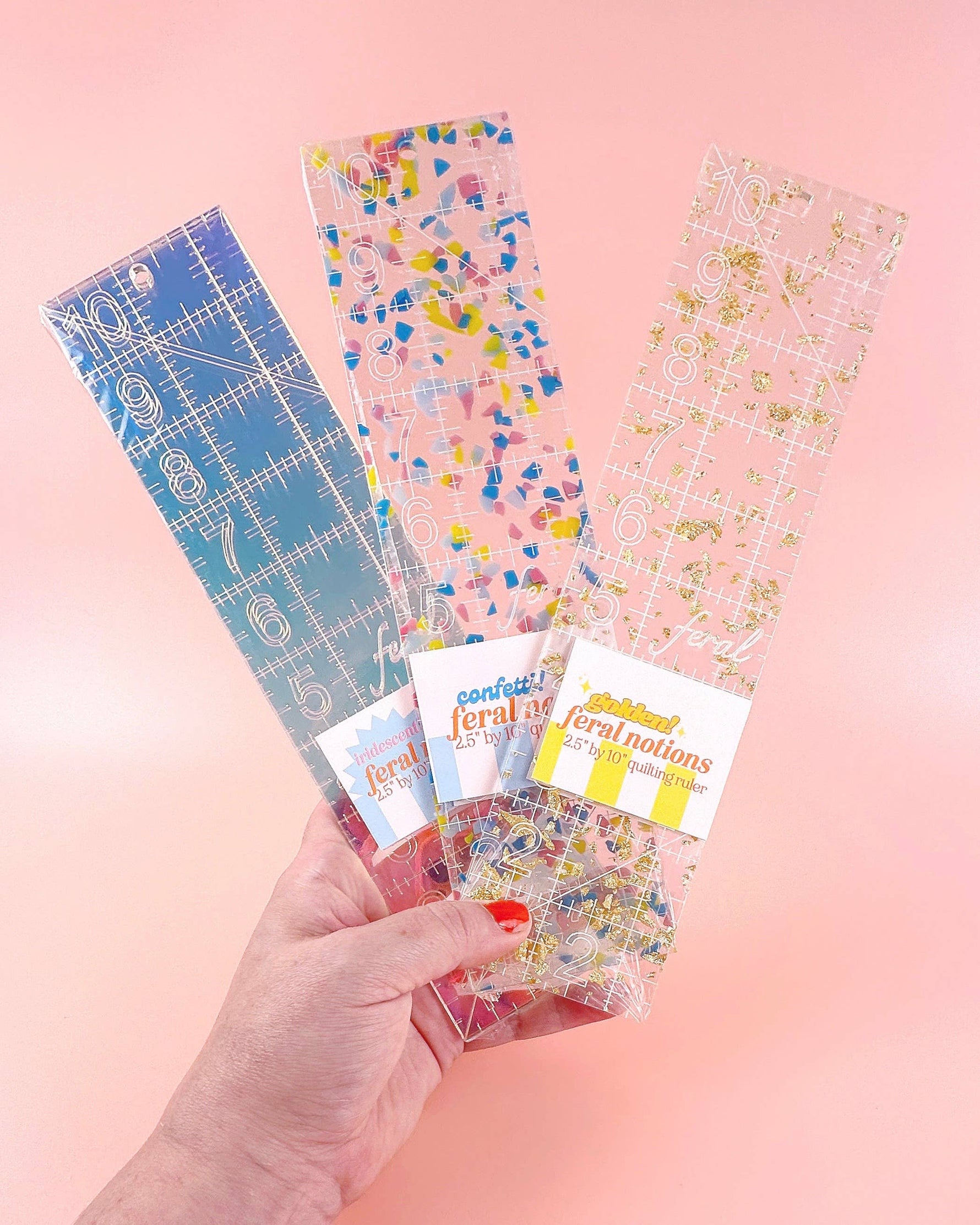 2.5 by 10 in quilting ruler: Golden