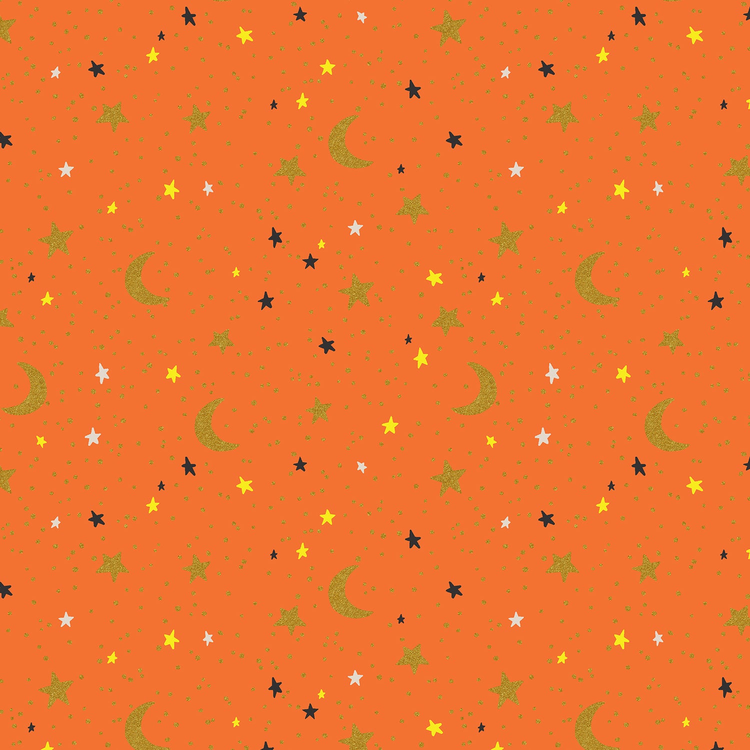 Halloween - October Night - Orange Metallic Fabric