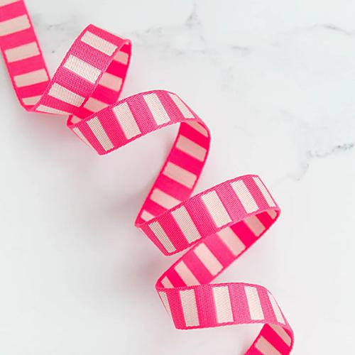 1" Webbing || Neon Pink/Off-White Stripe || Stitch Supply Co. || Half Yard