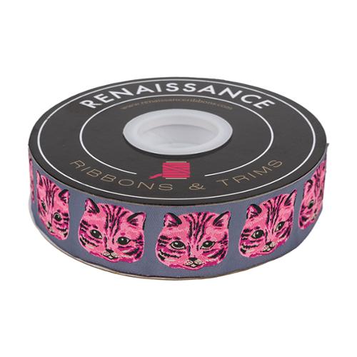 Designer Renaissance Ribbons: Meow Meow 1.5" BTY