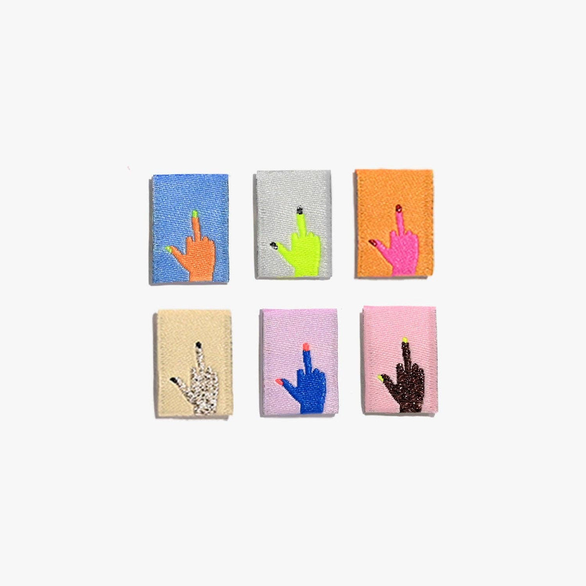Middle Finger Mini Hands Woven Labels | 6 labels