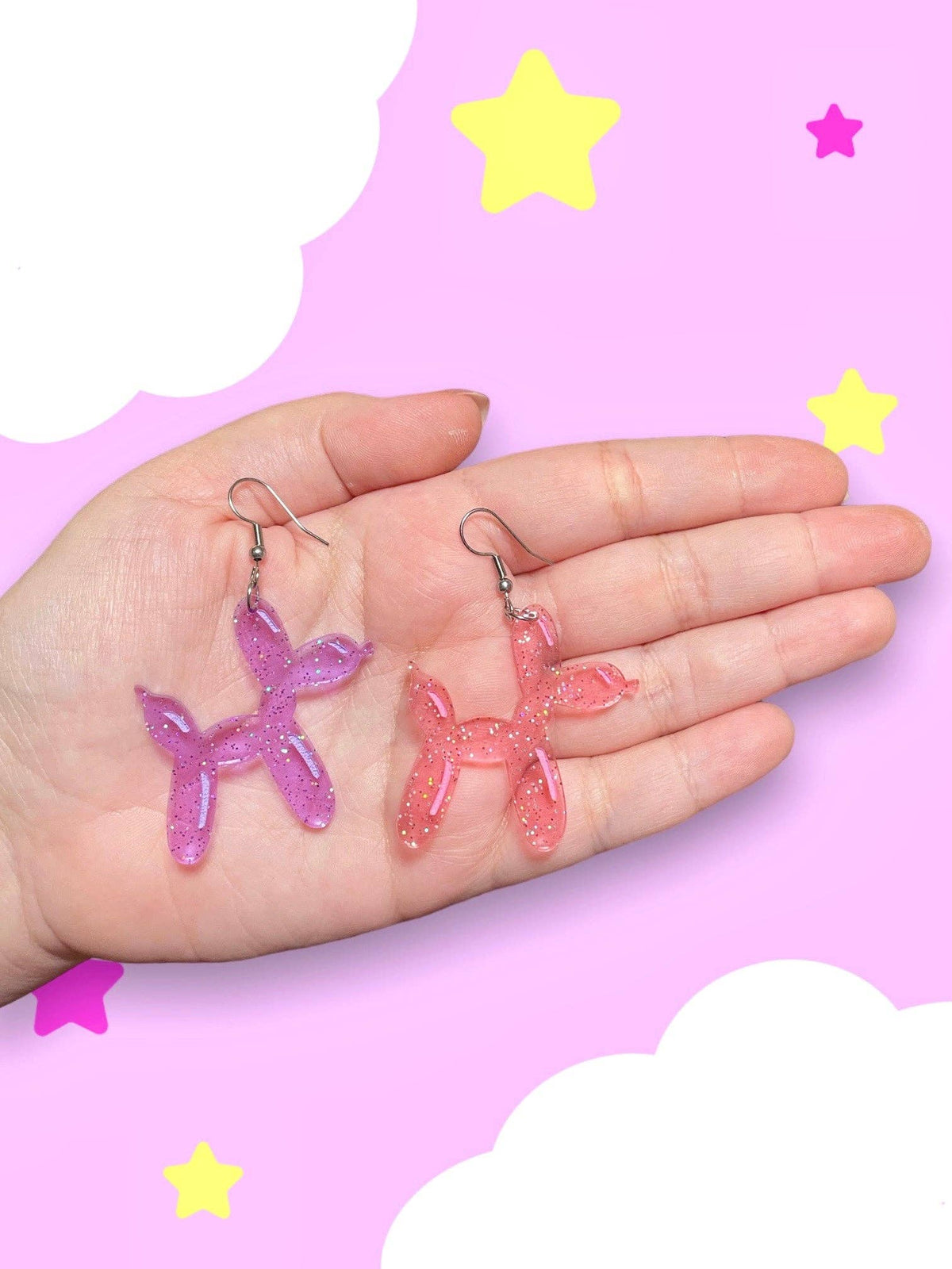 Jelly Balloon Dog Earrings: Blue