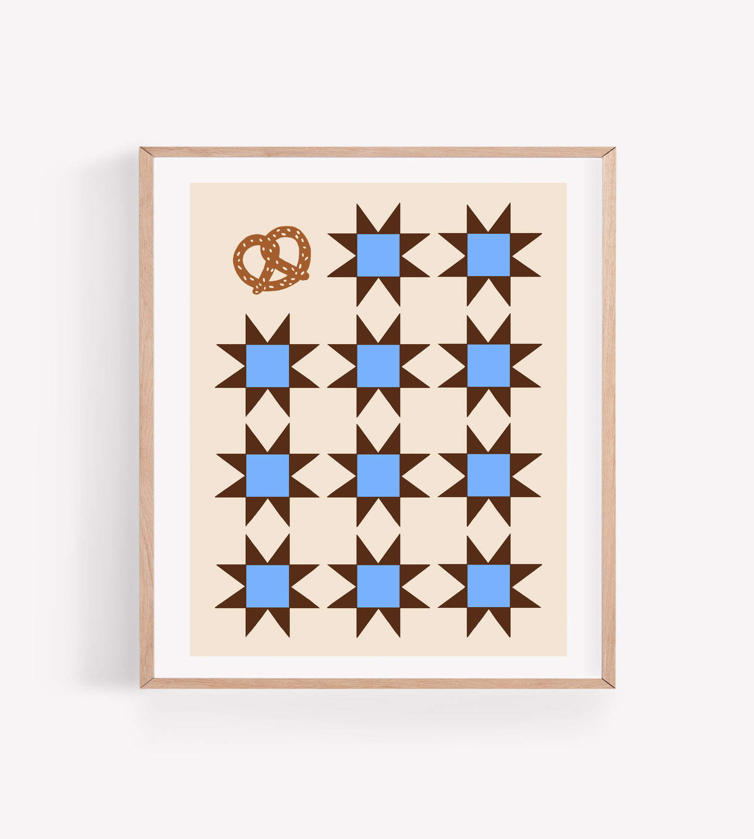 Sawtooth Quilt with Soft Pretzel Art Print : 8x10"