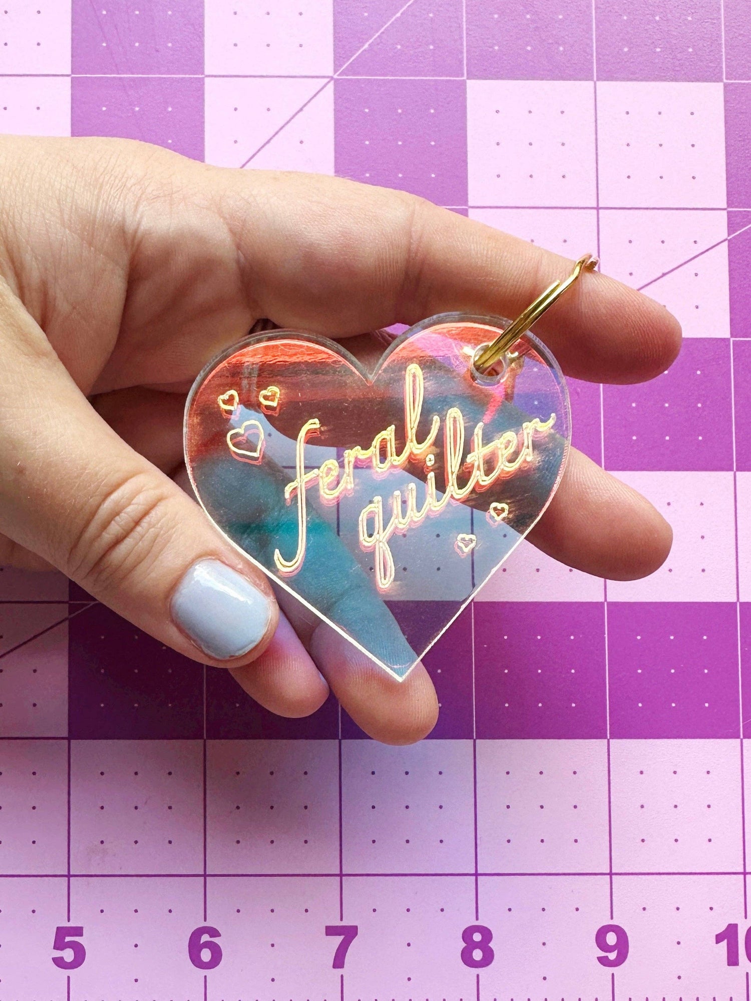 Feral quilter keychain: Confetti