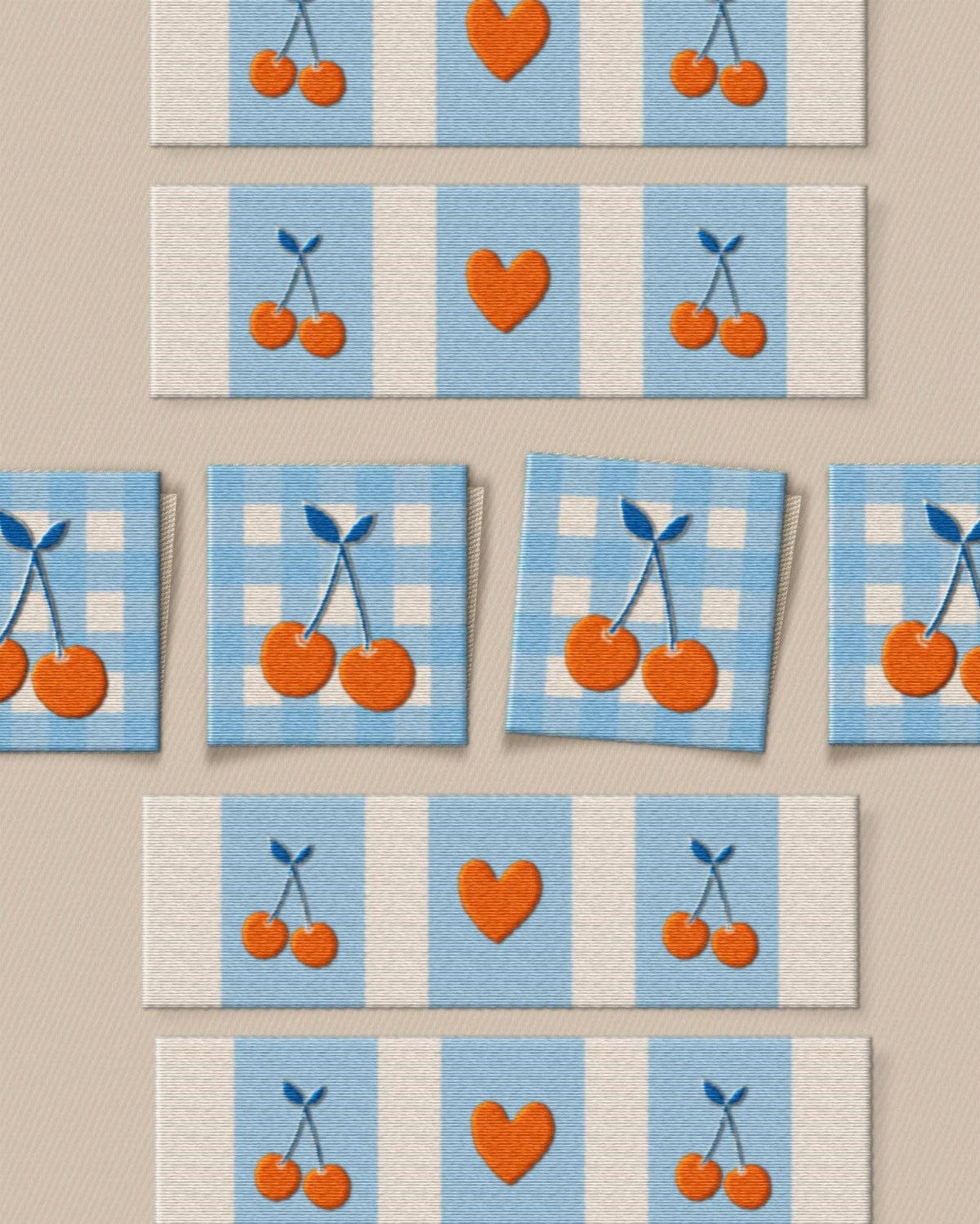 Cherries Square and Rectangle Garment Labels: Set of 8