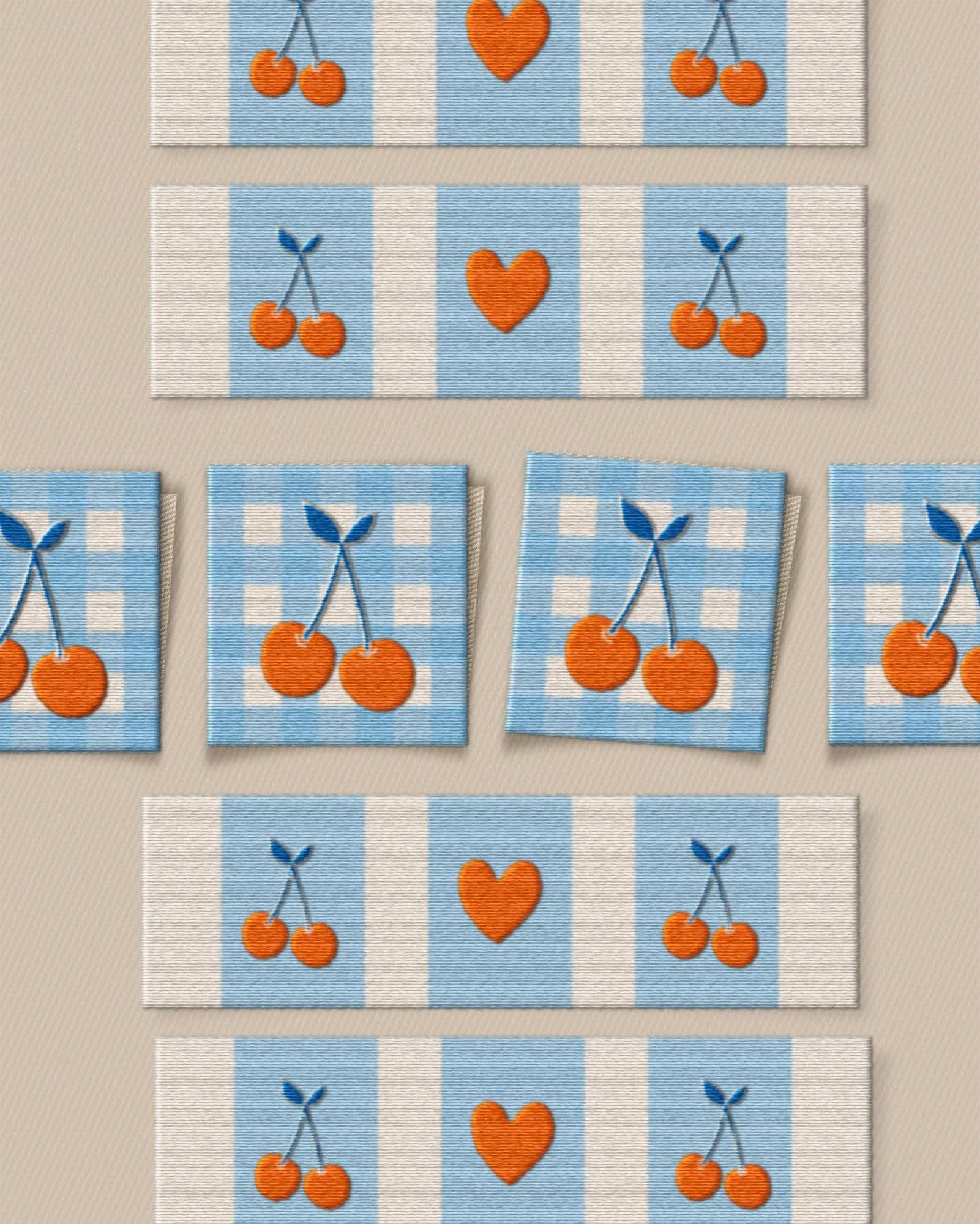 Cherries Square and Rectangle Garment Labels: Set of 8