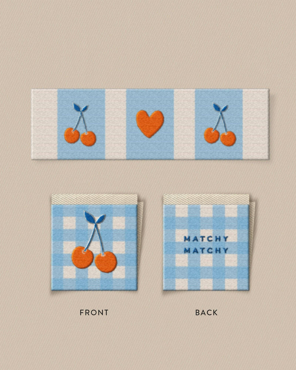 Cherries Square and Rectangle Garment Labels: Set of 8