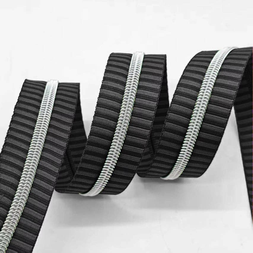 Emo Stripe with Silver teeth Zipper Tape: 3yd