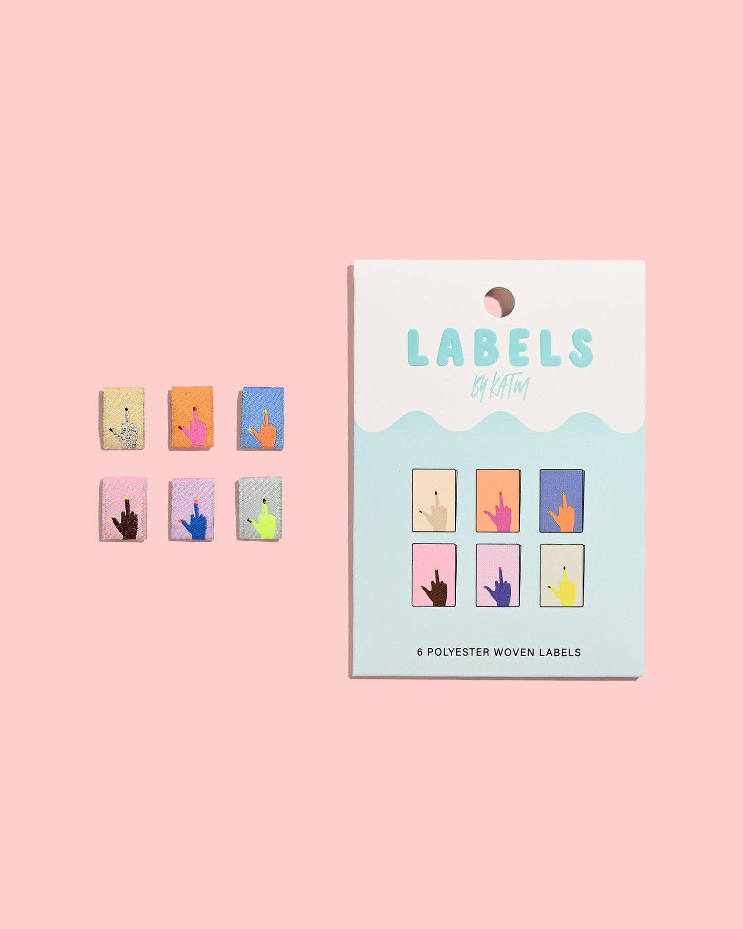 Middle Finger Mini Hands Woven Labels | 6 labels