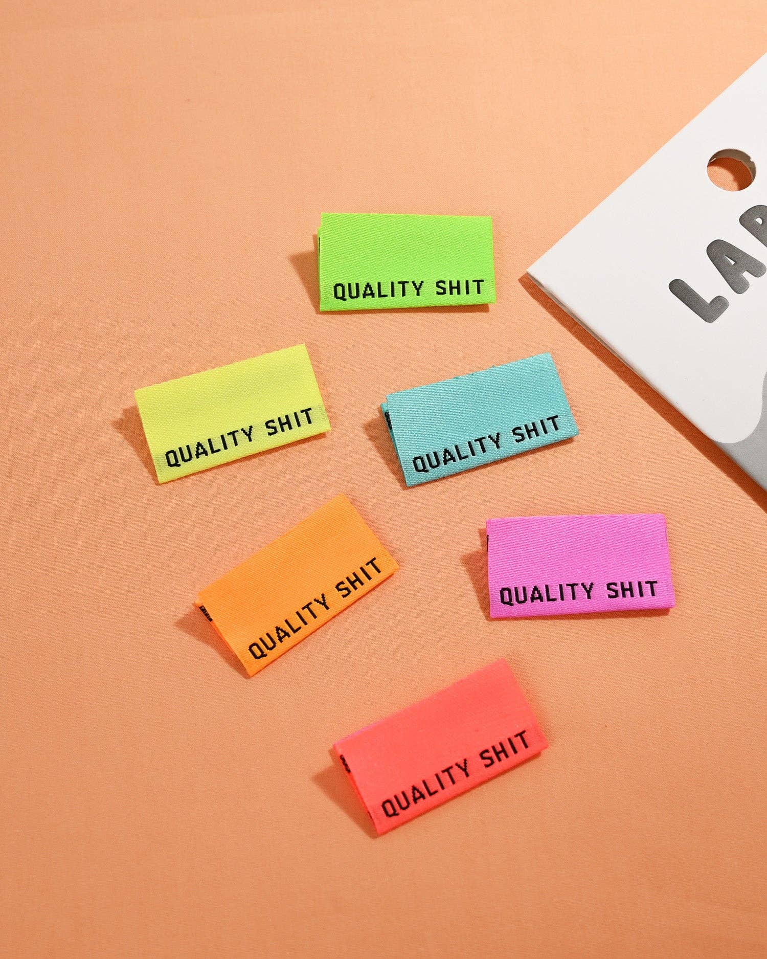 Quality Shit Woven Labels (Neon) | 6 labels