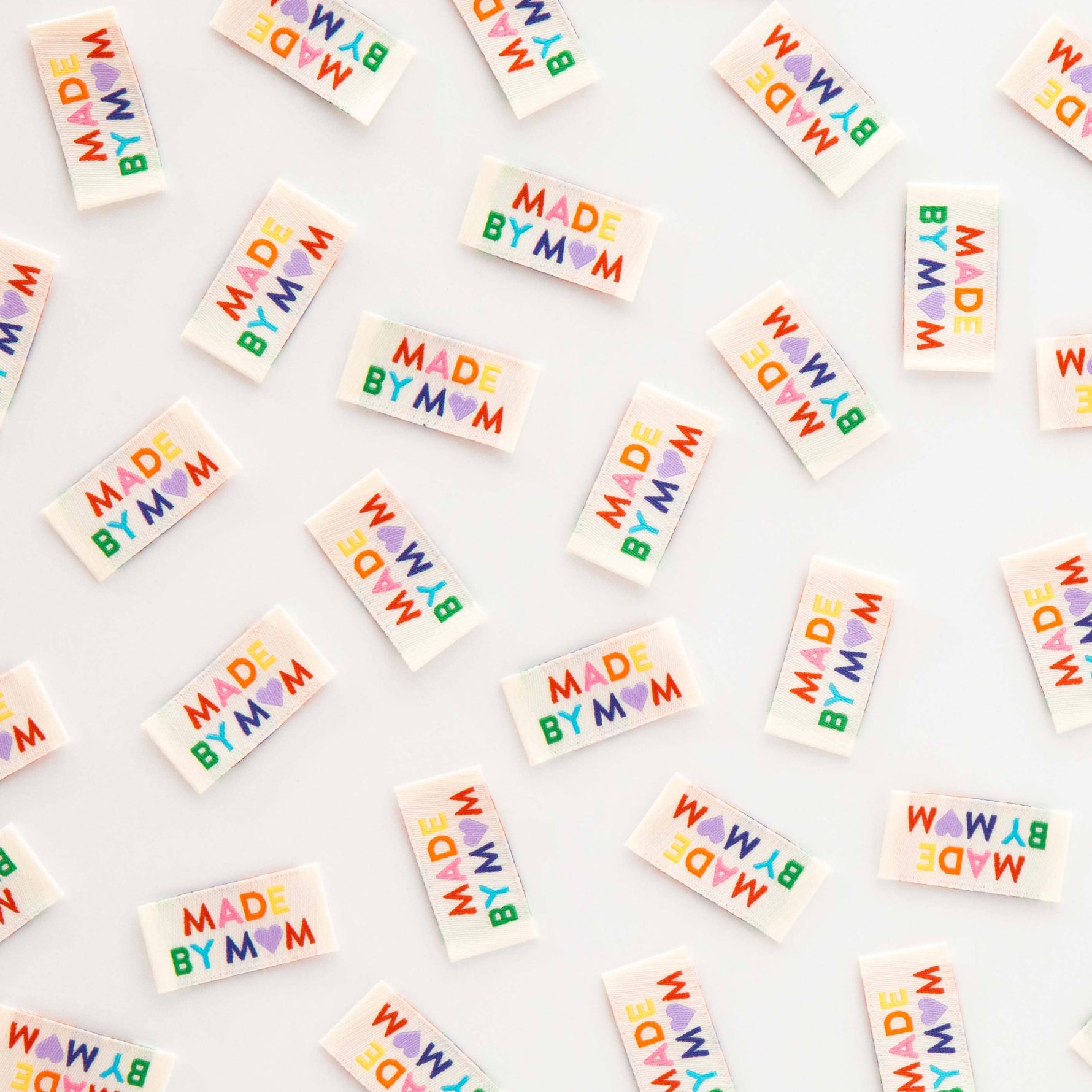 Made by Mom Woven Sewing Labels Rainbow Colors