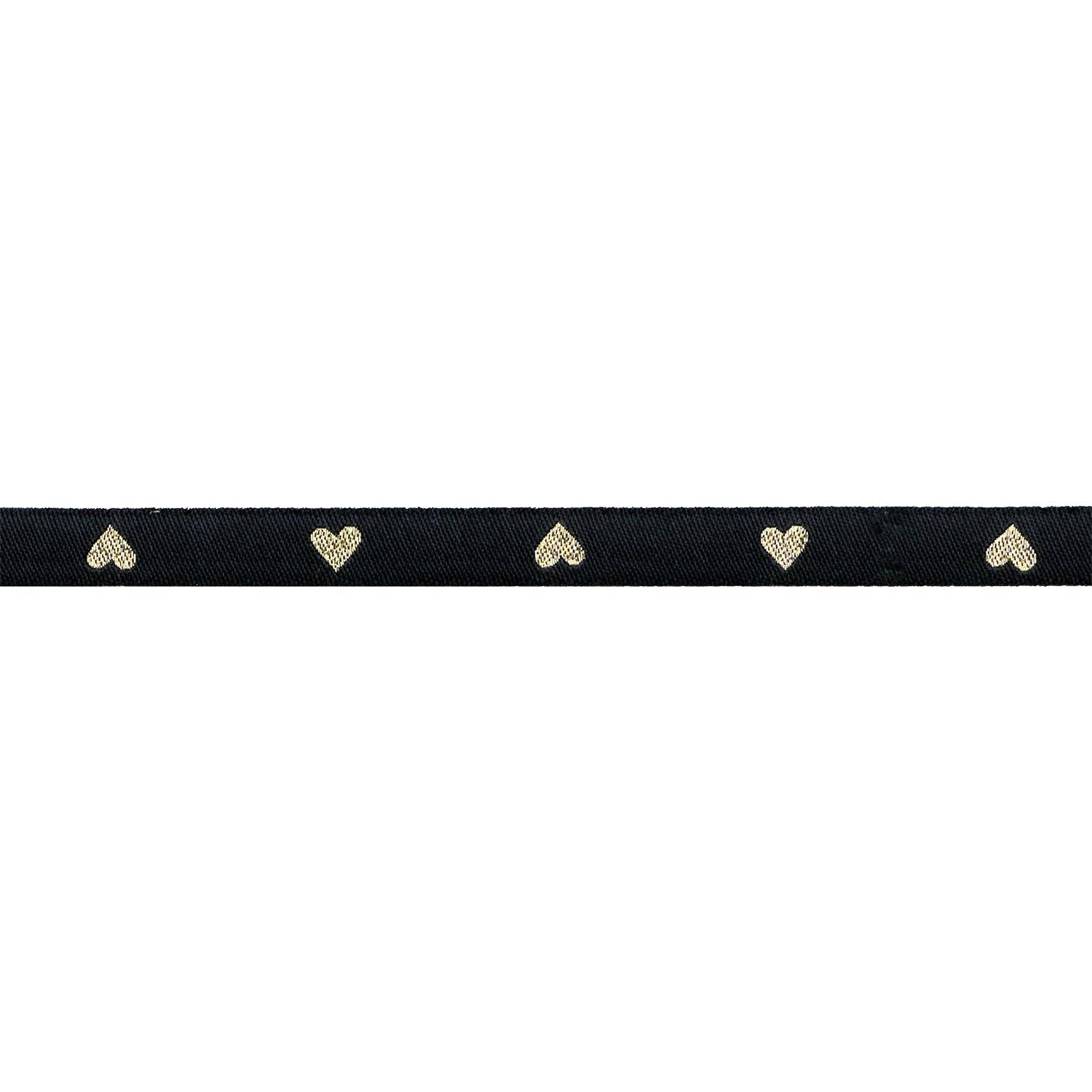 Hearts and Sparks - Hearts in Black/Gold - 3/8" width - by Melody Miller - BTY