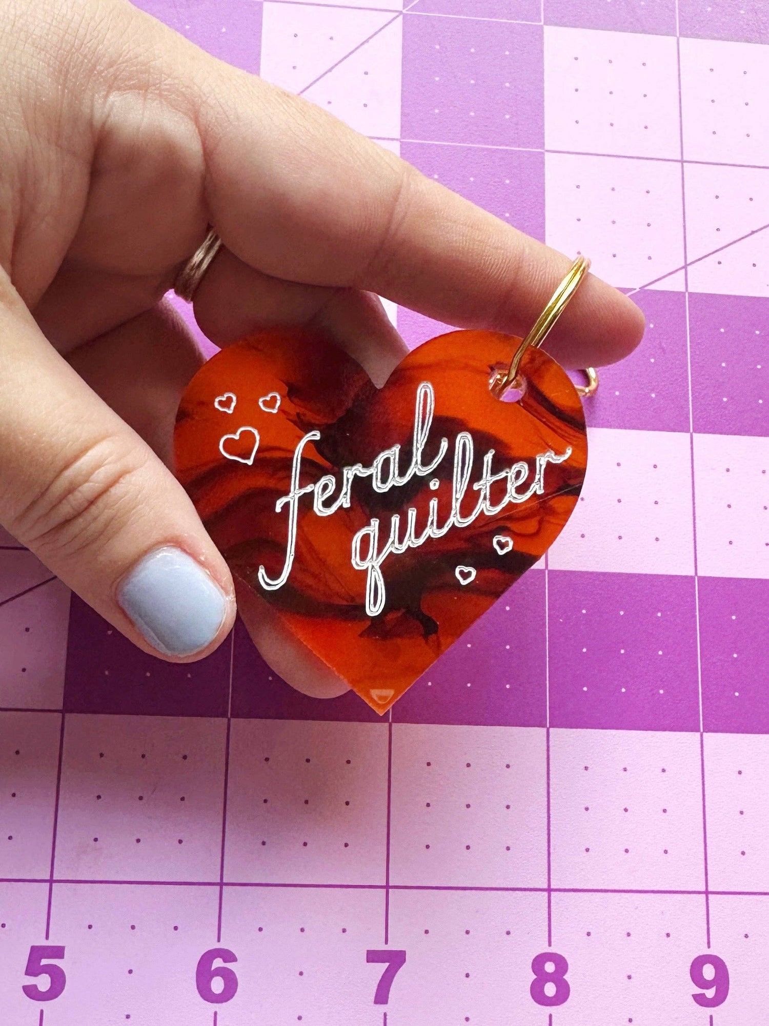 Feral quilter keychain: Confetti