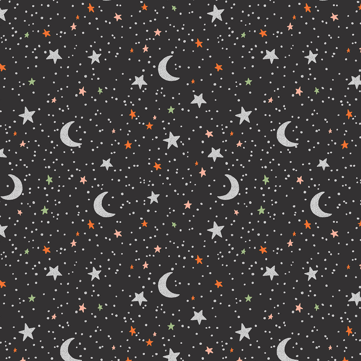 Halloween - October Night - Black Metallic Fabric Half Yard
