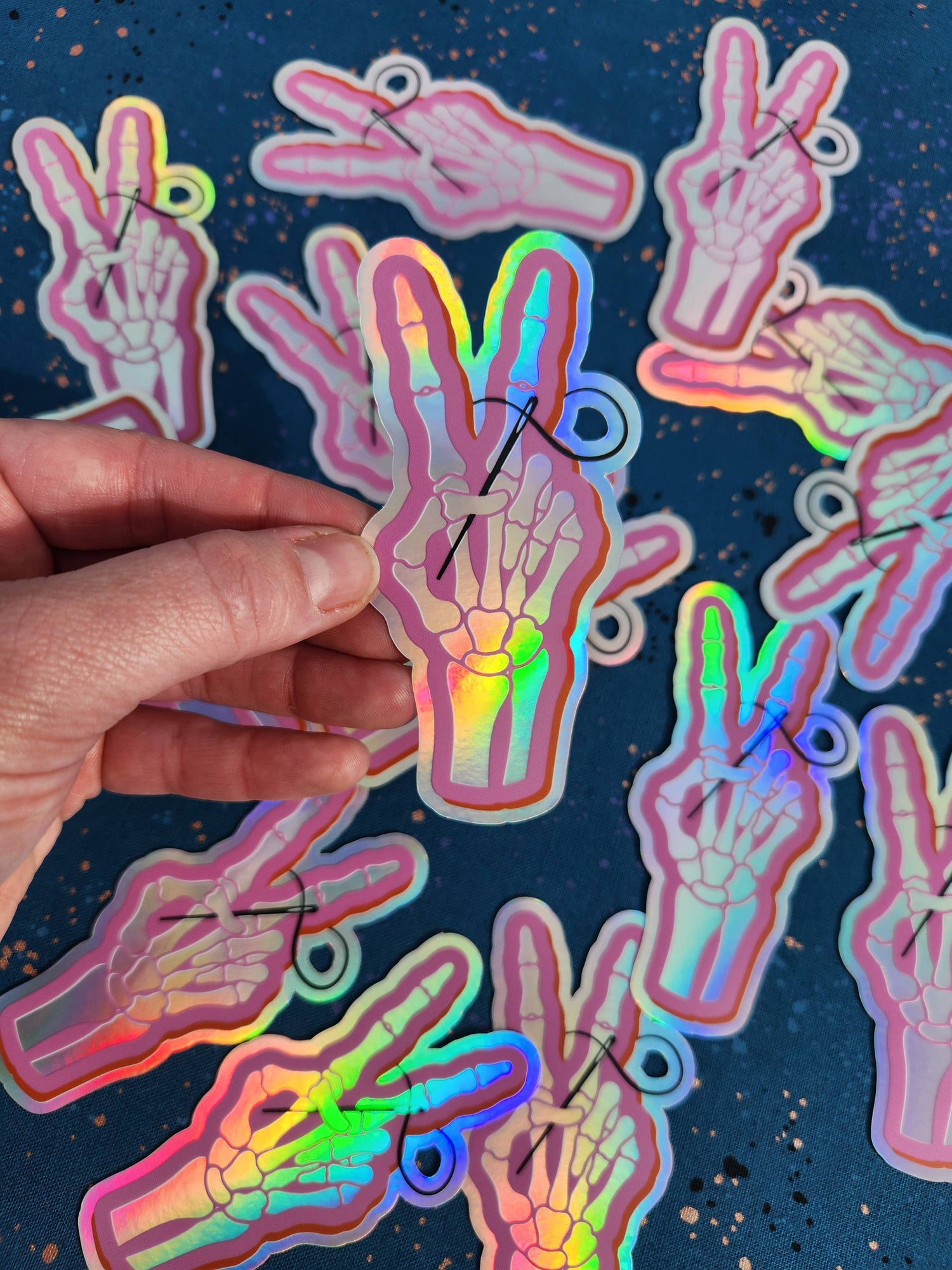 Piece Out | 2" x 4" Holographic Skeleton Sewing Sticker