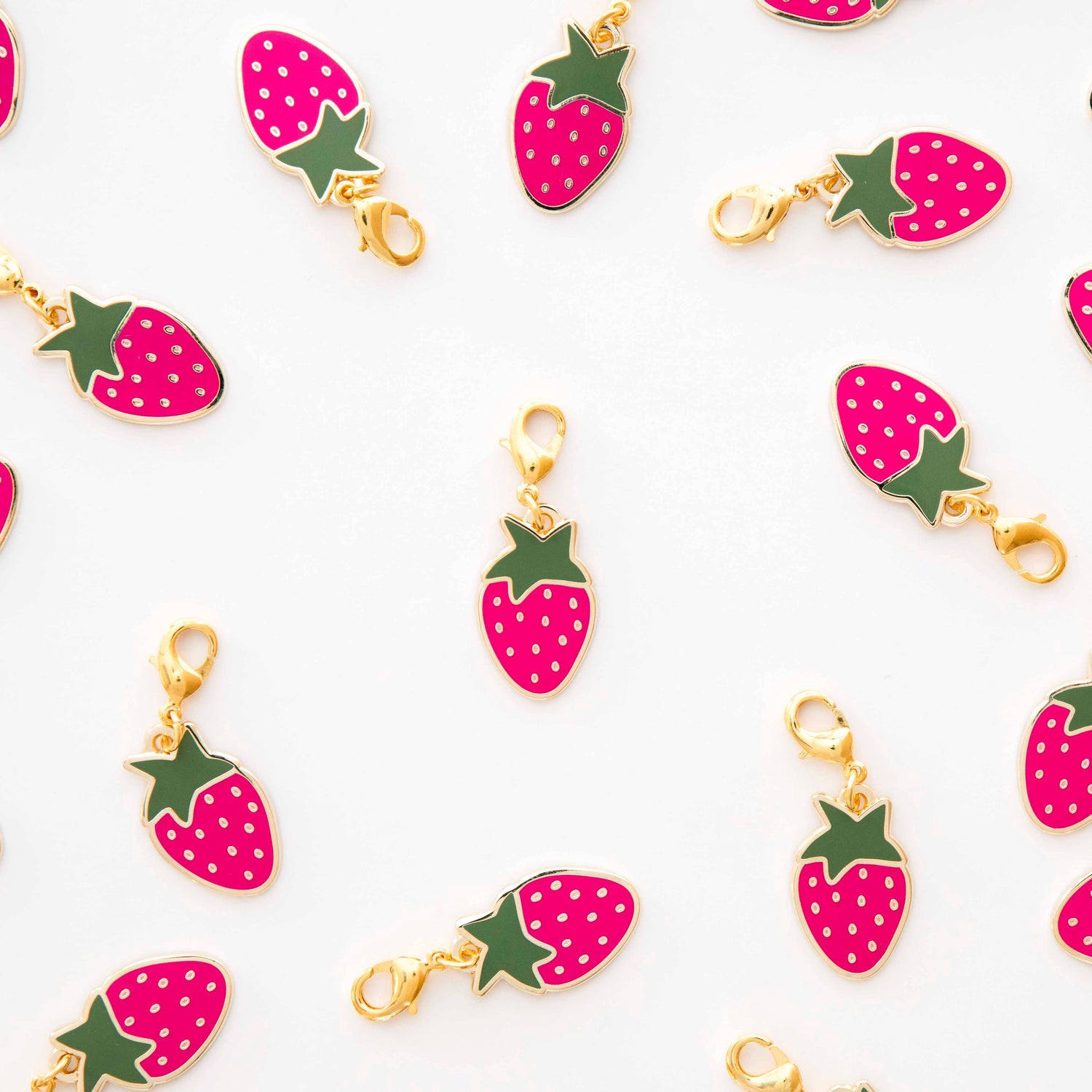 Strawberry Enamel Removable Zipper Charm