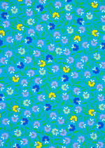 Bright blue Petunia cotton coupon