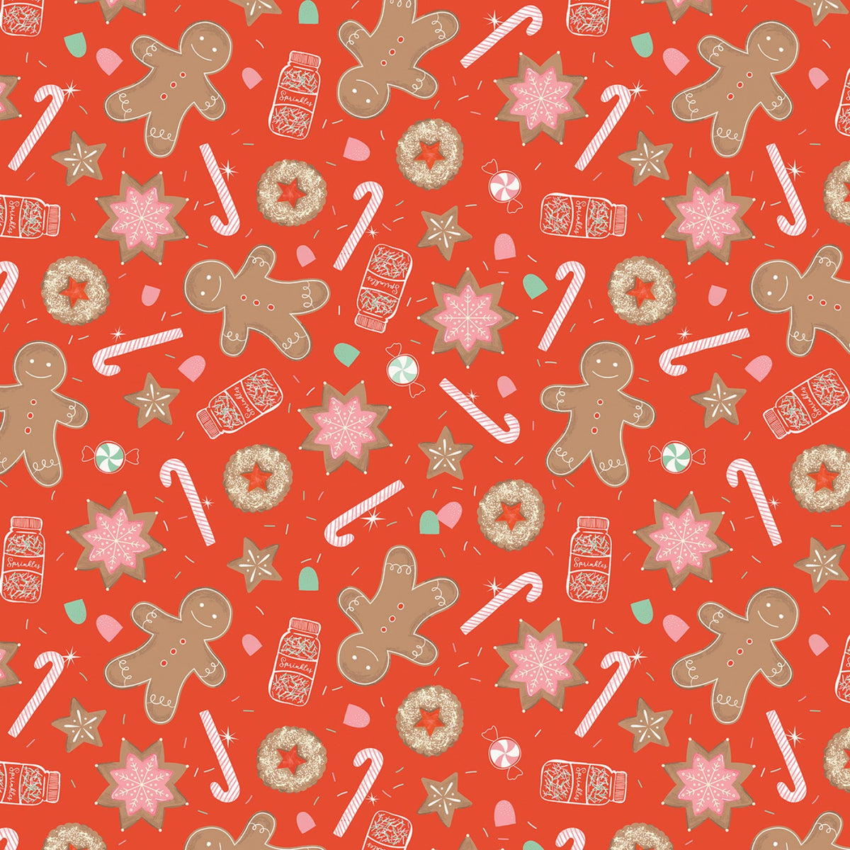 Holiday Cheer Main || Red || Cotton Quilting Fabric || Half Yard