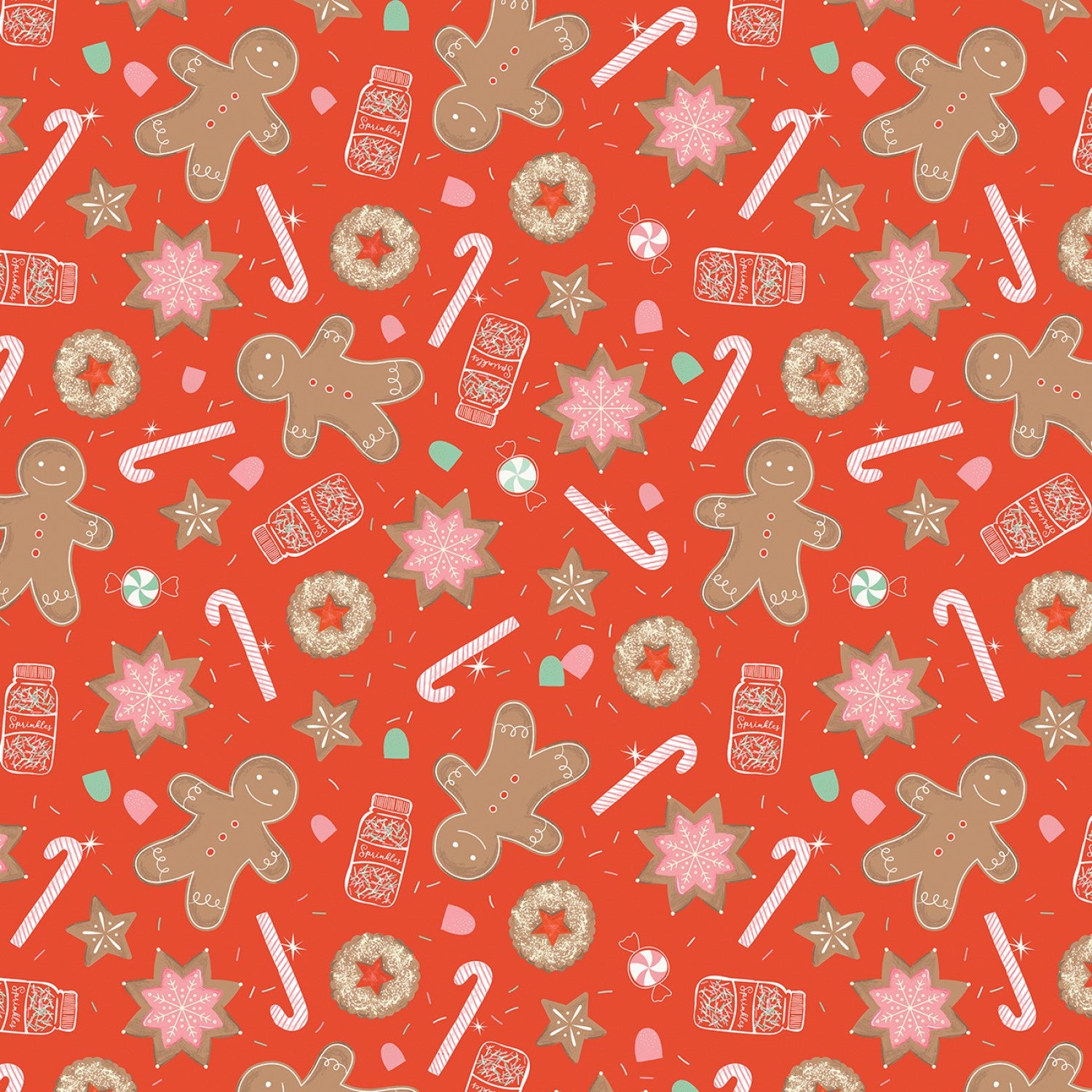 Holiday Cheer Main || Red || Cotton Quilting Fabric || Half Yard