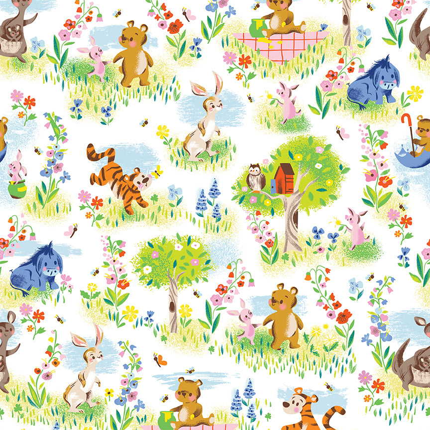 100 Aker Woods || Main White || Cotton Quilting Fabric