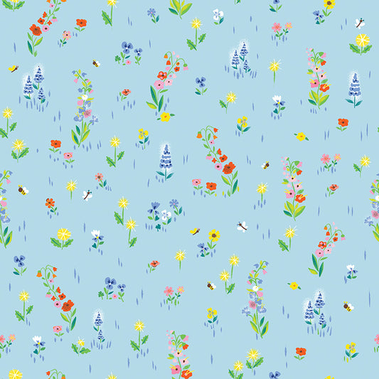 100 Aker Woods || Picnic Meadow Sky || Cotton Quilting Fabric