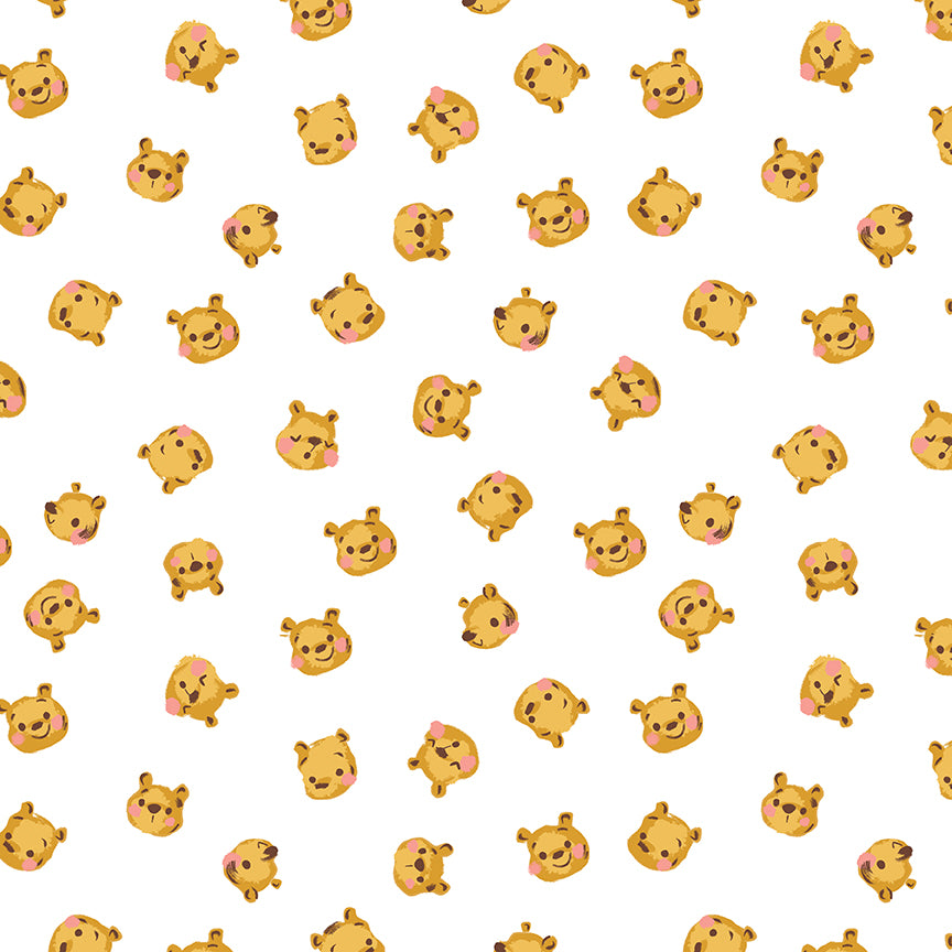 100 Aker Woods || Pooh Brain White || Cotton Quilting Fabric