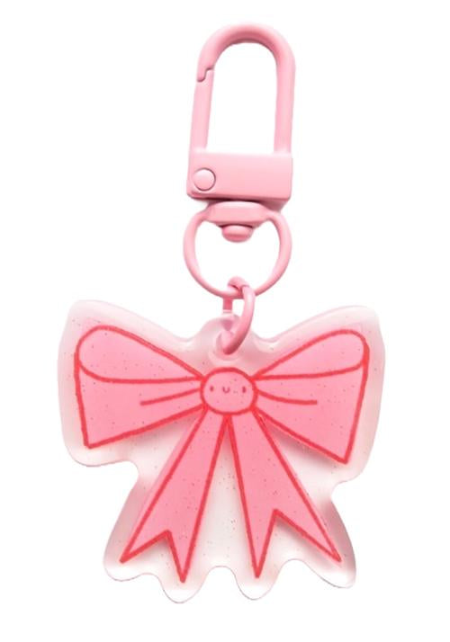 Glitter Zipper Charm Pink Bow || Lizzy House