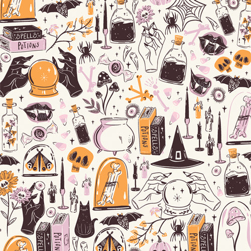 Ghostly & Haunted || Witching Hour Moon || Cotton Quilting Fabric