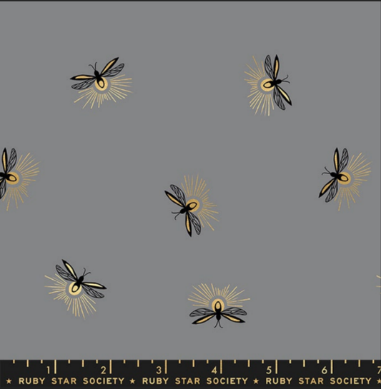 Firefly || Fireflies Gray Metallic || Cotton Quilting Fabric || Half Yard