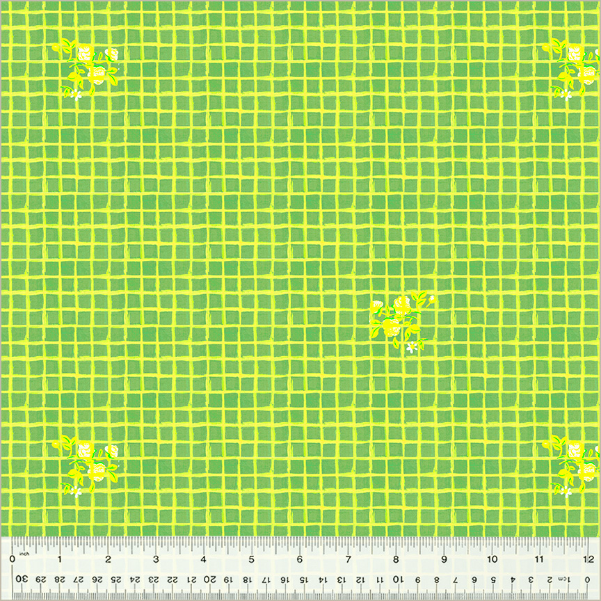 PREORDER Heather Ross by Hand || Green Windowpane || Cotton Quilting Fabric