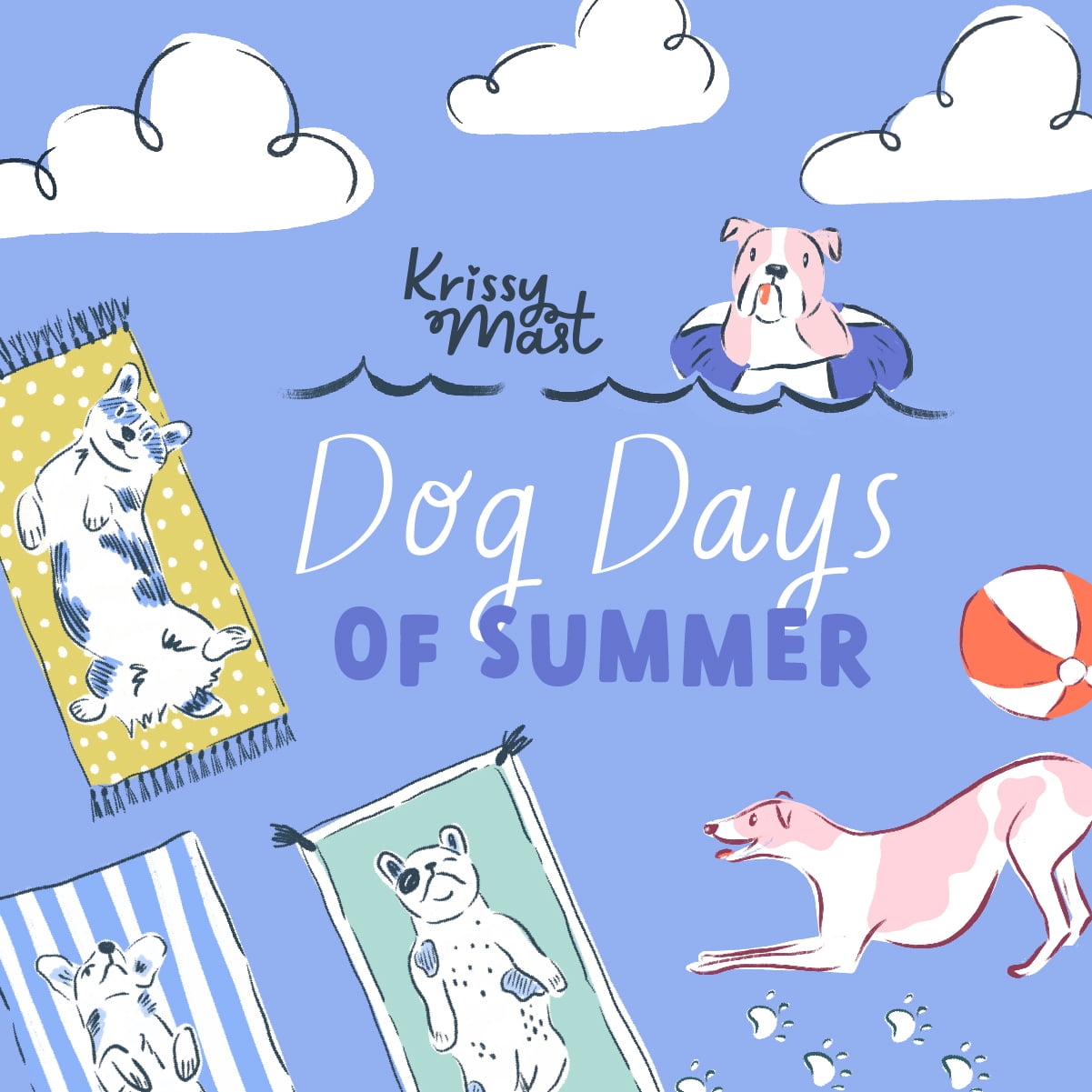 Dog Days of Summer || Doggie Dip || Organic Cotton Quilting Fabric || Half Yard