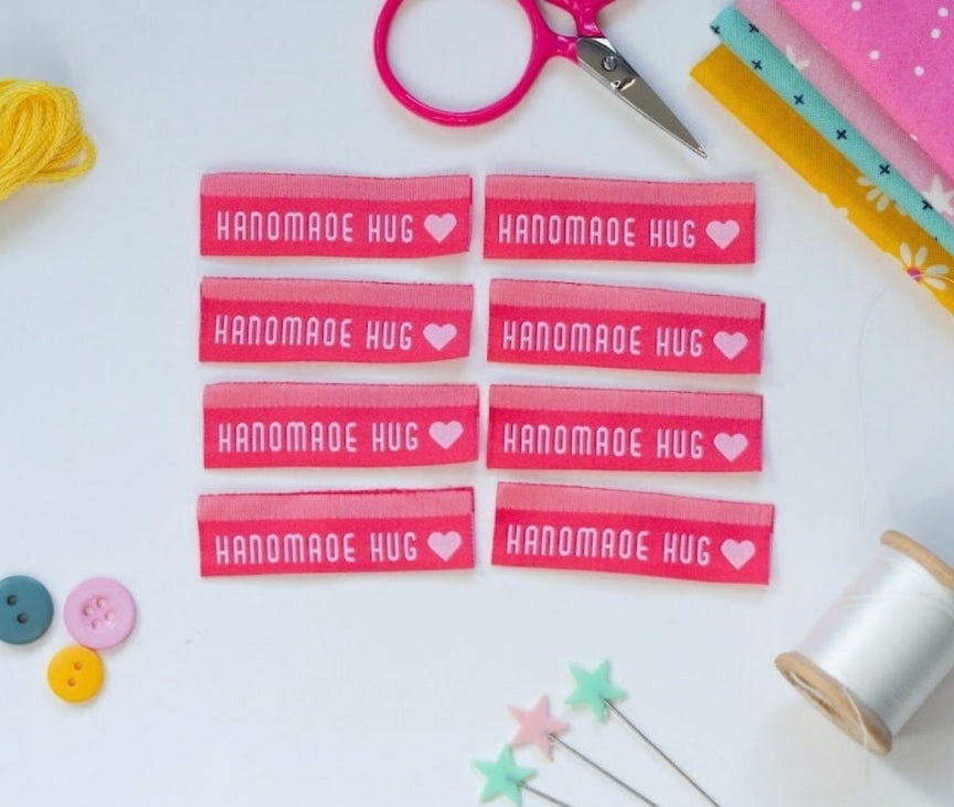 "Handmade Hug" Lolly Tags Labels || Pack of 8 Woven Labels